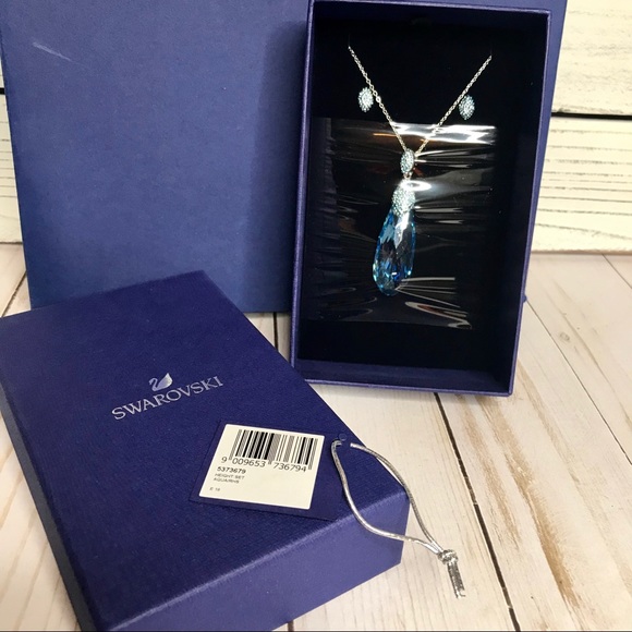 Swarovski Height Set, Blue, Rhodium Plating - Picture 2 of 5